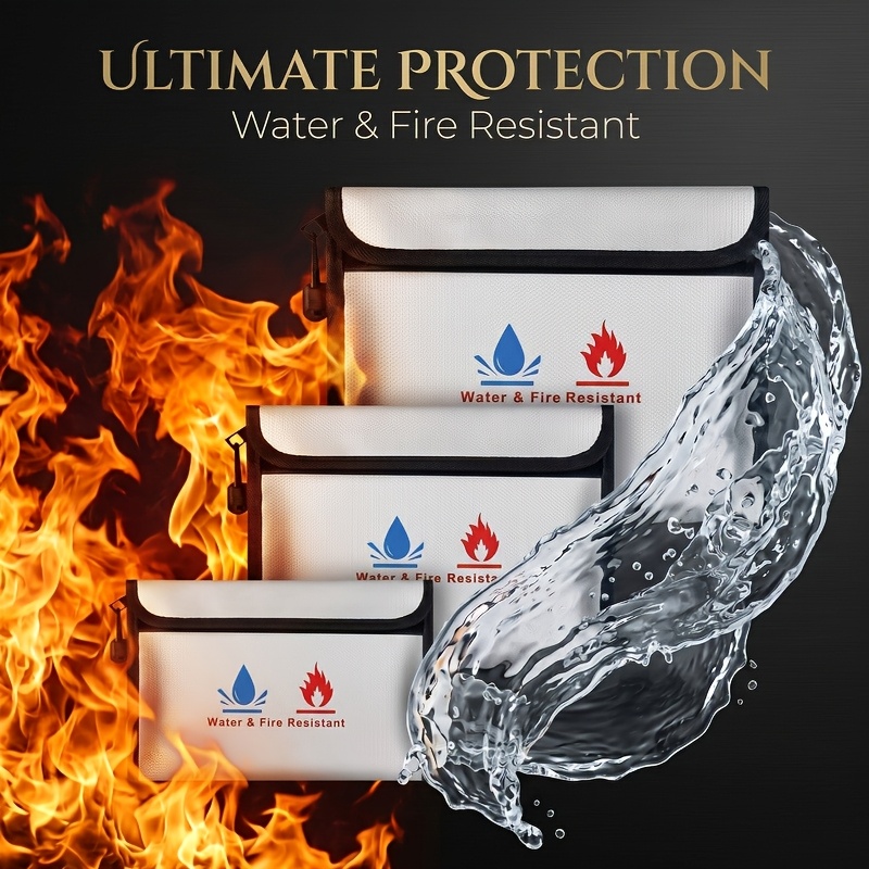 Fire Safe Document - Fireproof & Waterproof Document Bag, Zipper
